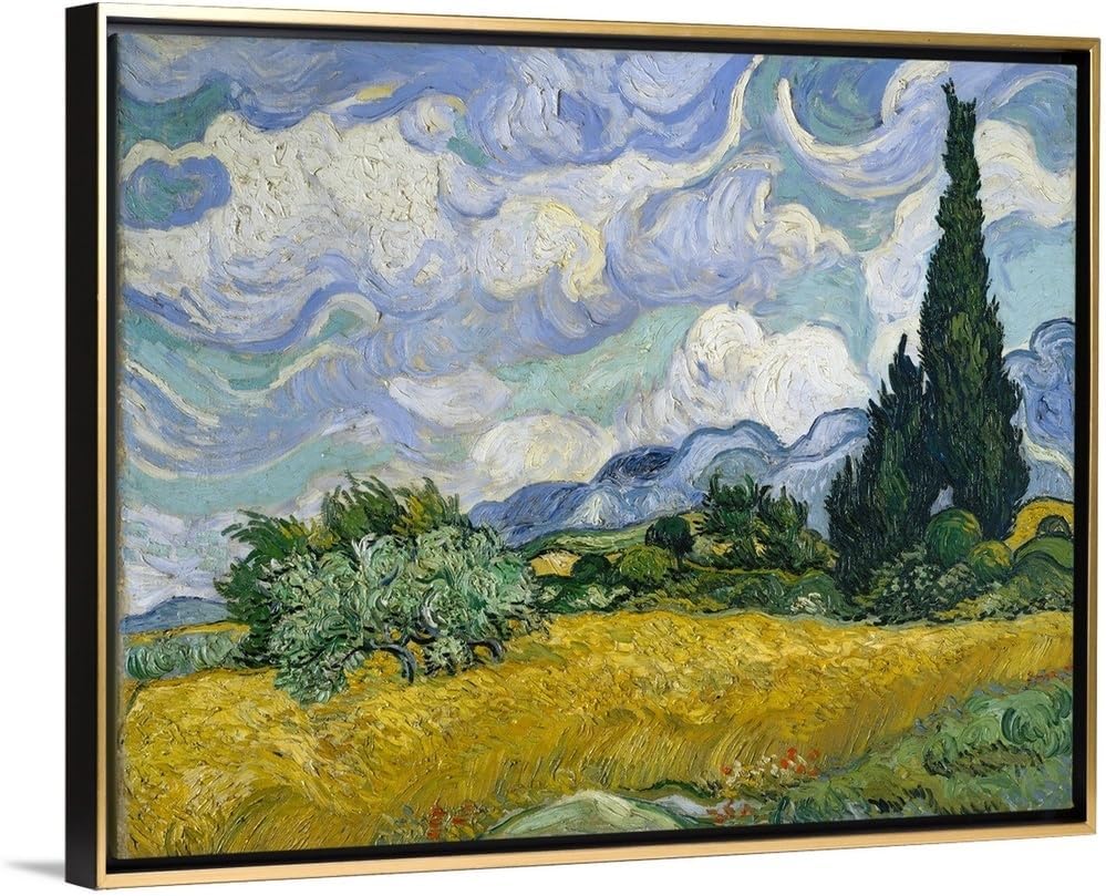 CANVAS ON DEMAND Wheat Field with Cypresses Canvas Wall Art Print by Vincent (1853-1890) Van Gogh, Classic, Impressionism, Home Decor, Natural Artwork,40" x32in