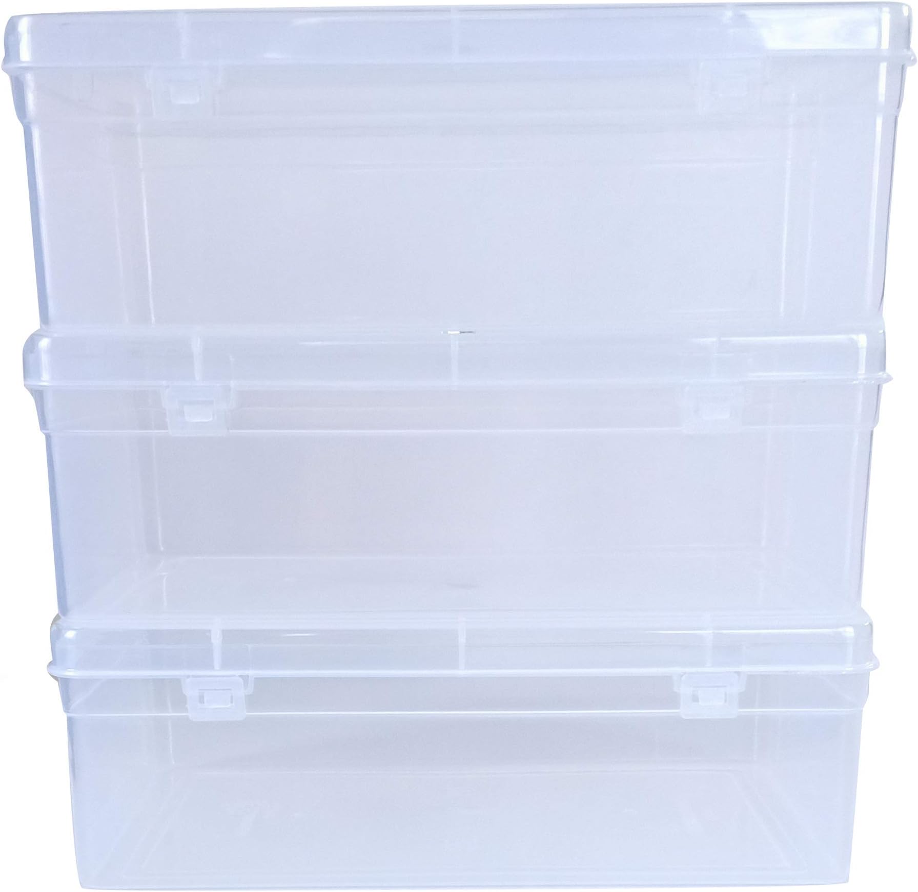 Feliz Sunrise Clear Plastic Medium Storage Boxes Size 9.25 x 6 x 3.25 inches (Set of 3)