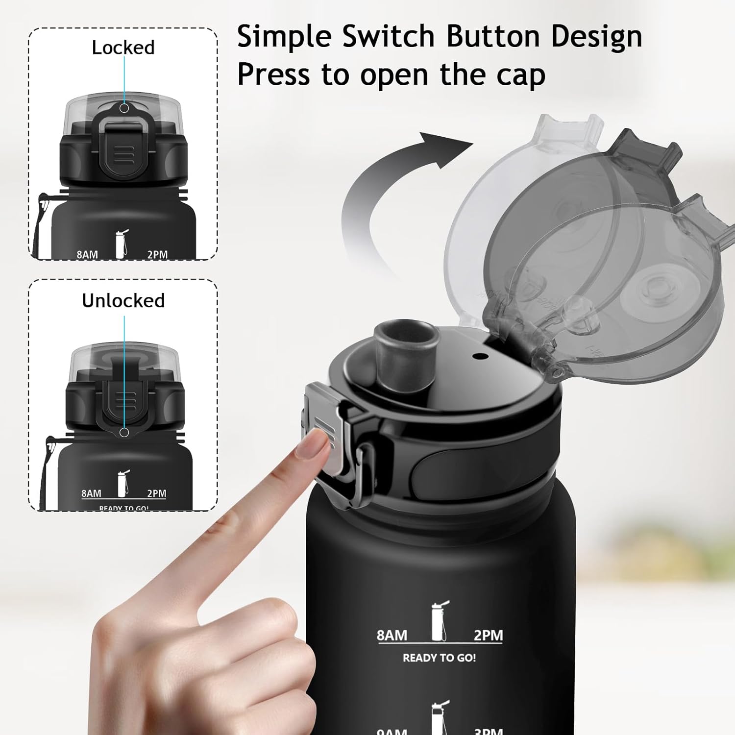 Large Drinking Bottle, 1.5 L BPA-Free Drinking Bottle, Bicycle Water Bottle, Leak-Proof, Suitable for Carbonated Drinks, Sports Water Bottle for Bike, Fitness, Outdoor