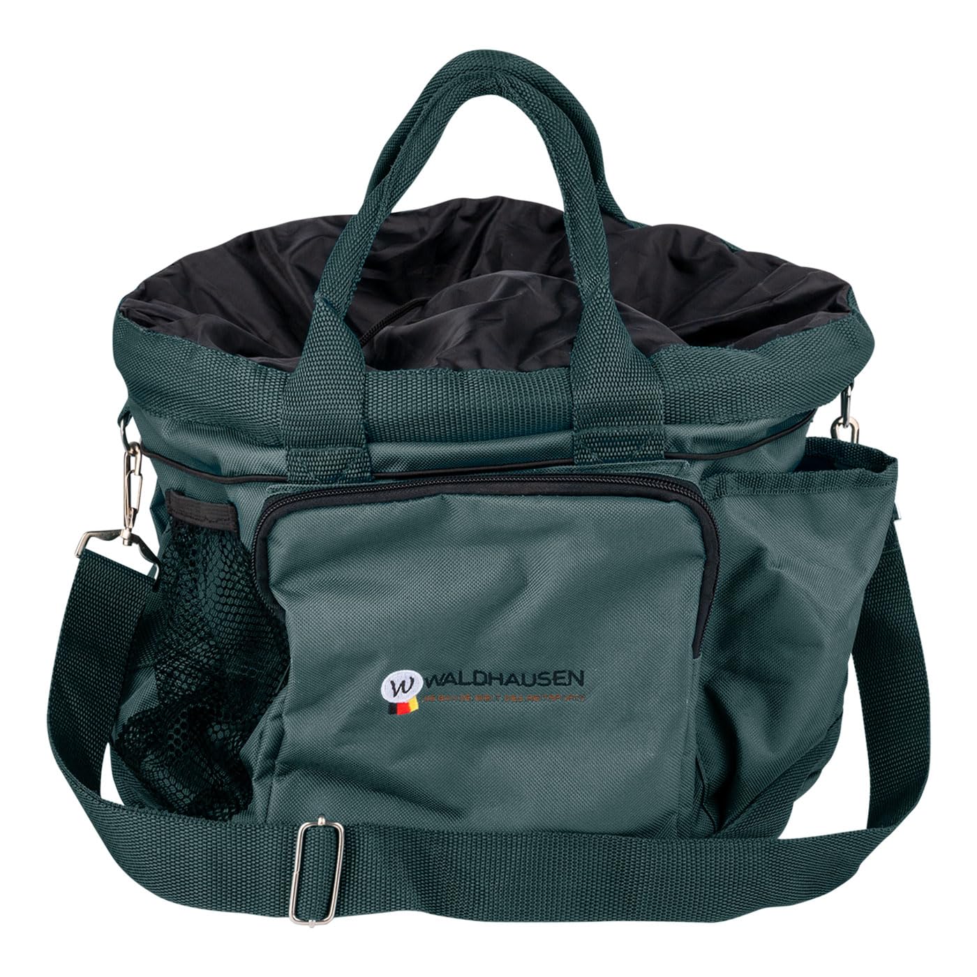 Waldhausen Supreme Juego de cuidado de caballos, 8 piezas, incluye bolsa de limpieza, cepillos, cerillas, raspadores, loción y spray con purpurina, juego completo para pelaje, melena y pezuñas, color