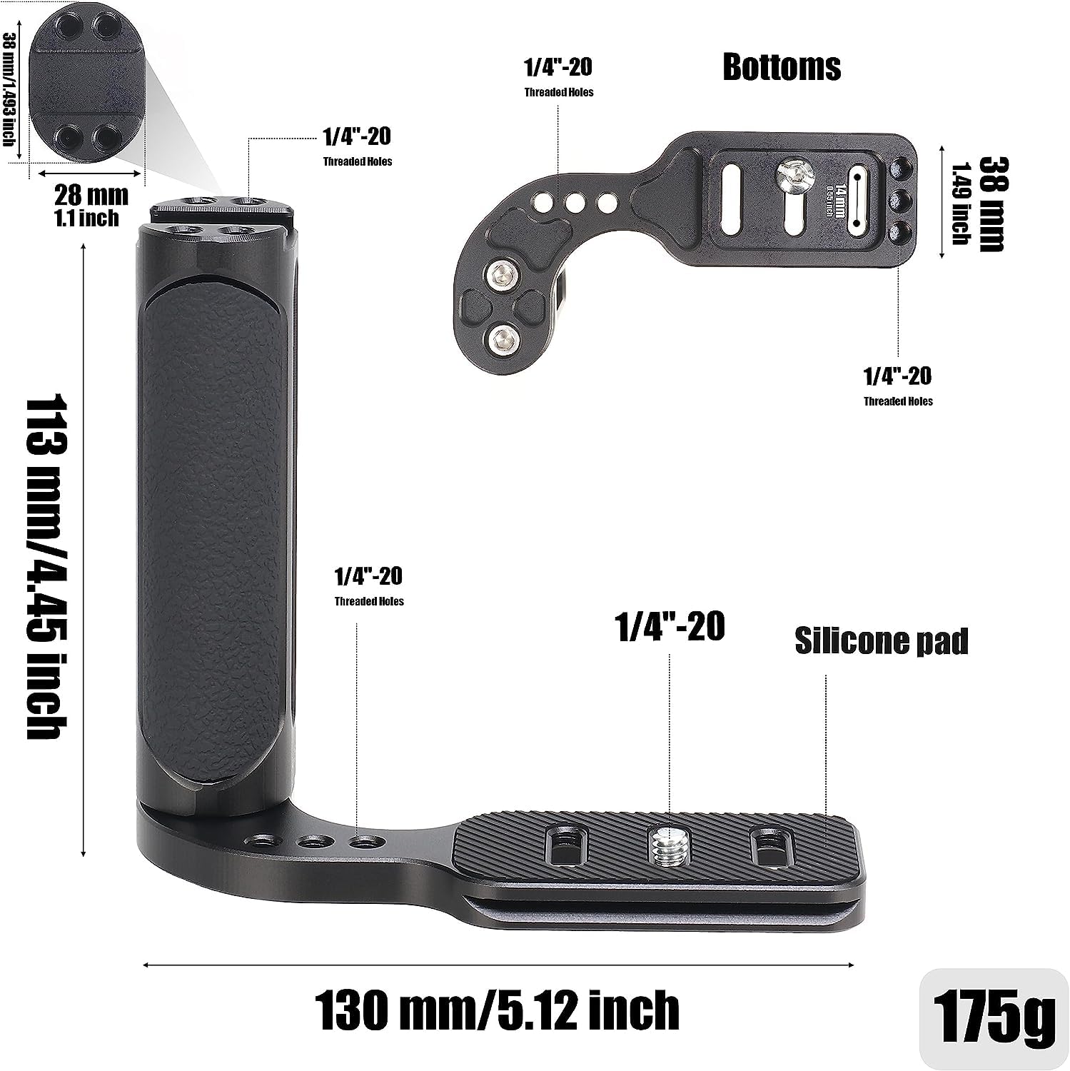 Hersmay Supporto universale per fotocamera con impugnatura laterale a mano, stabilizzatore con fotocamera svizzera Arca per fotocamera DSLR