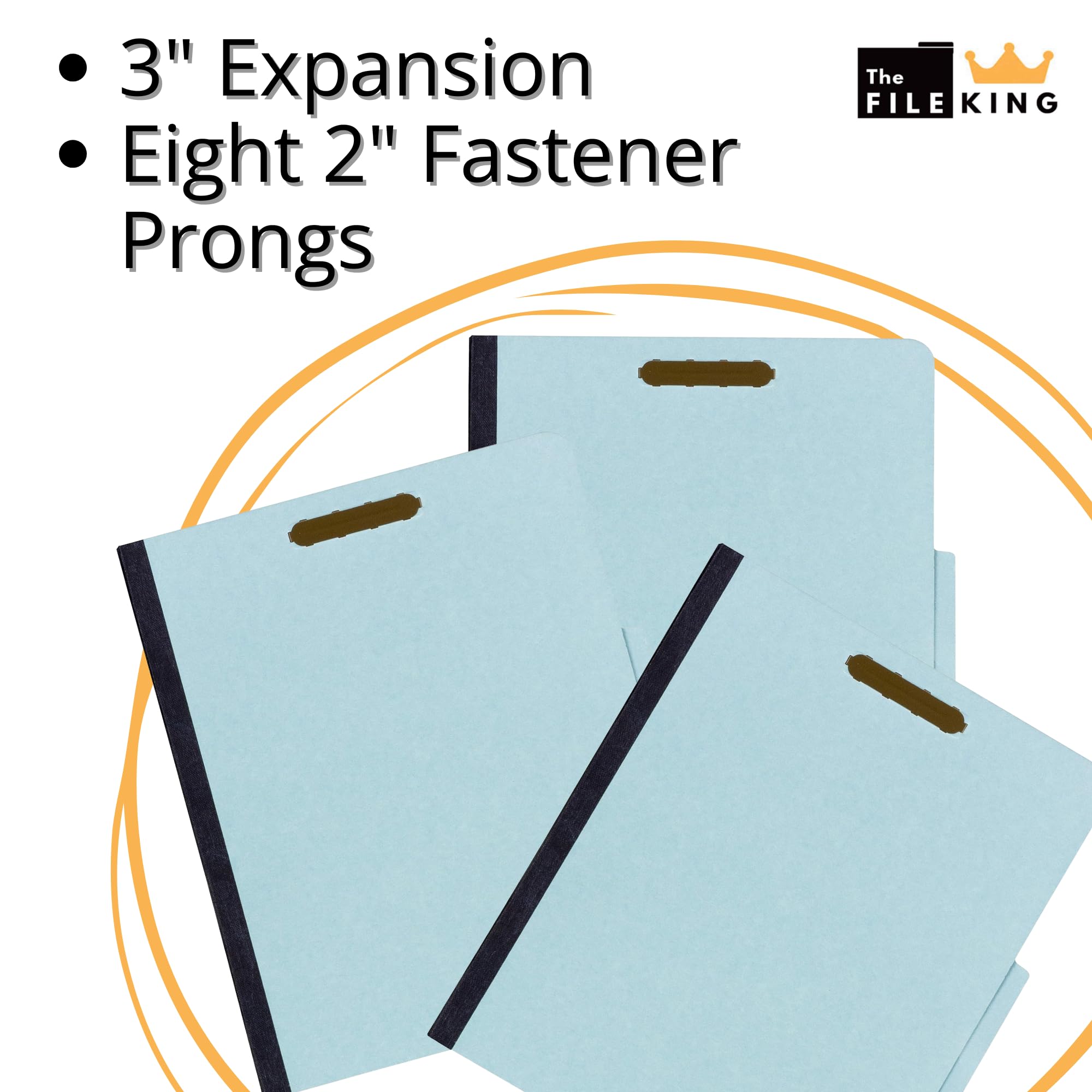 The File King Blue 2-Prong File Folders - Letter Size, 1/3 Cut Top Tab, Box Of 50, Made In USA