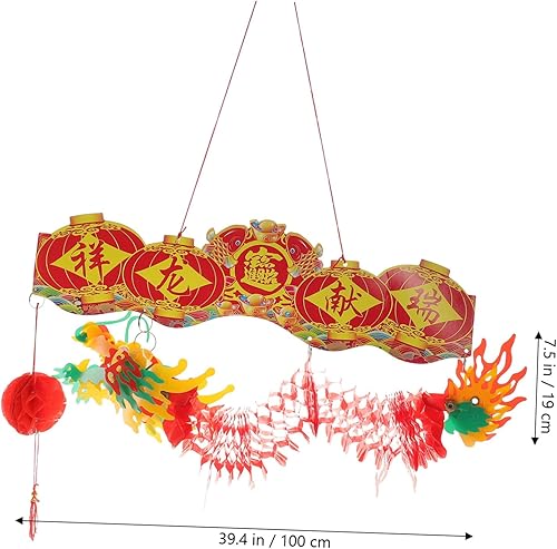 Miniatura 4 de Housoutil Decoración de Año Nuevo Chino Tapicería Trim Estatua Decoración Interior Playset Colgante Dragón Decoración Dragón Chino Decoración