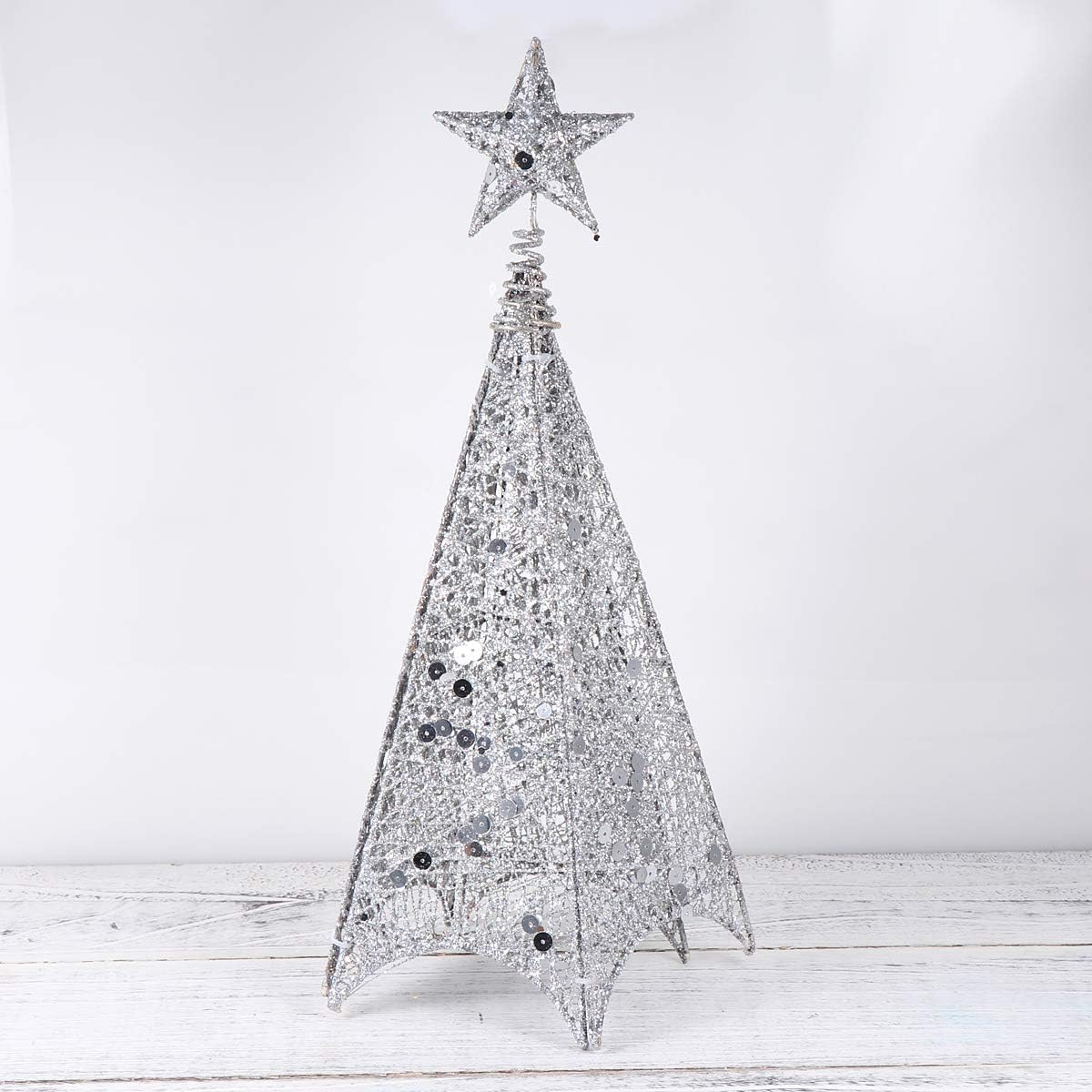 balacoo LED Christmas Tree Iron Christmas Tree Ornament Xmas Table top Christmas Tree Holiday Table Ornament Star Christmas Tree Topper Christmas Tree Models Night Light Tower Shape