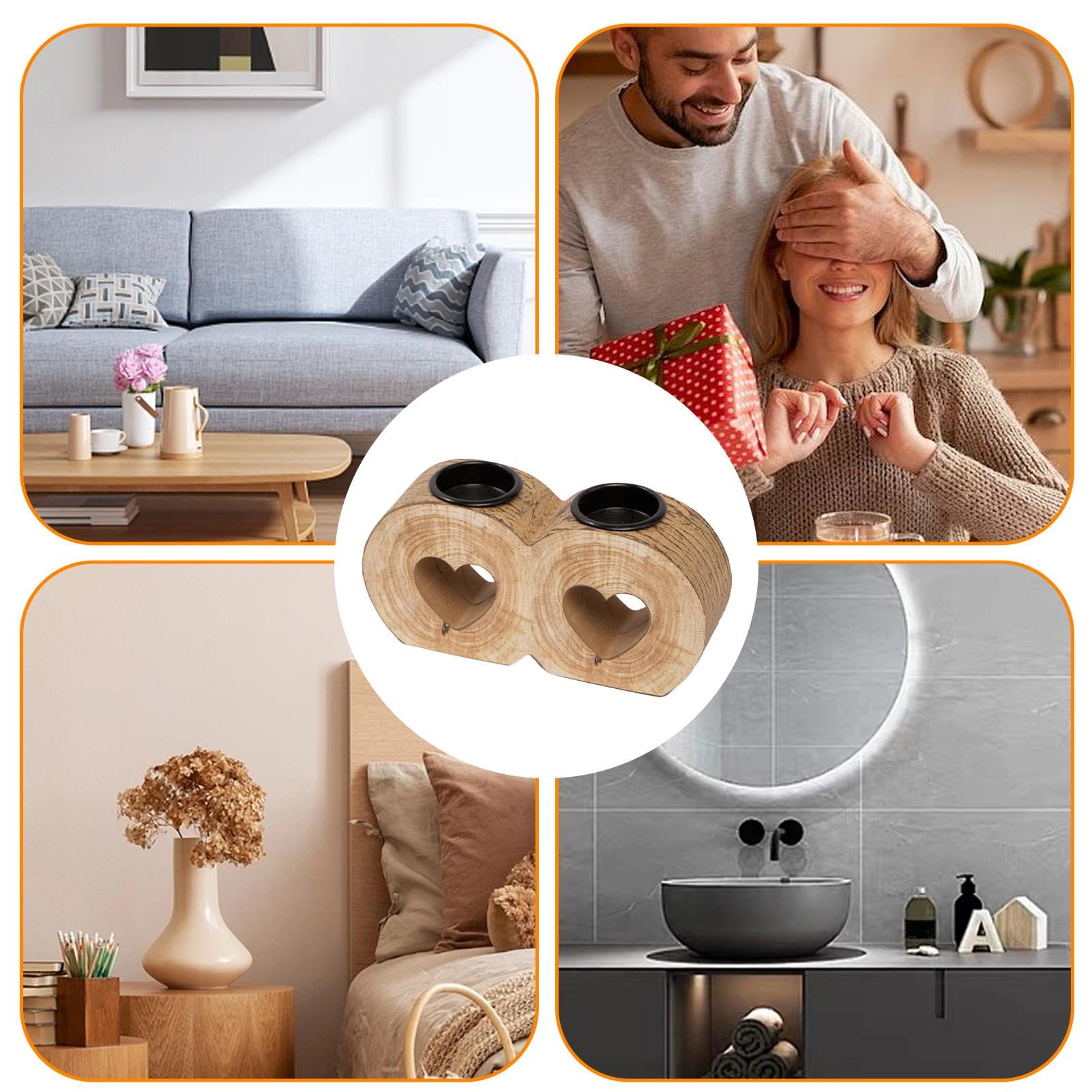 Amazon.co.jp: 木製ハート キャンドル ホルダー、ハート