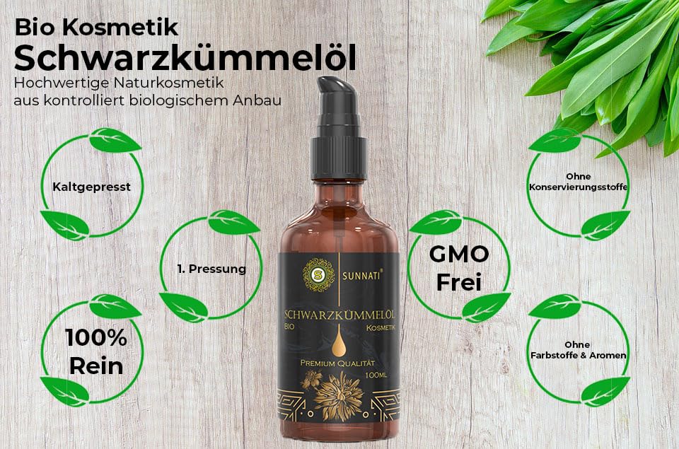 Sunnati® Organic Black Cumin Oil for Hair and Skin 100 ml, Cold Pressed, Pure, Vegan, Healthy Hair Growth - Image 3