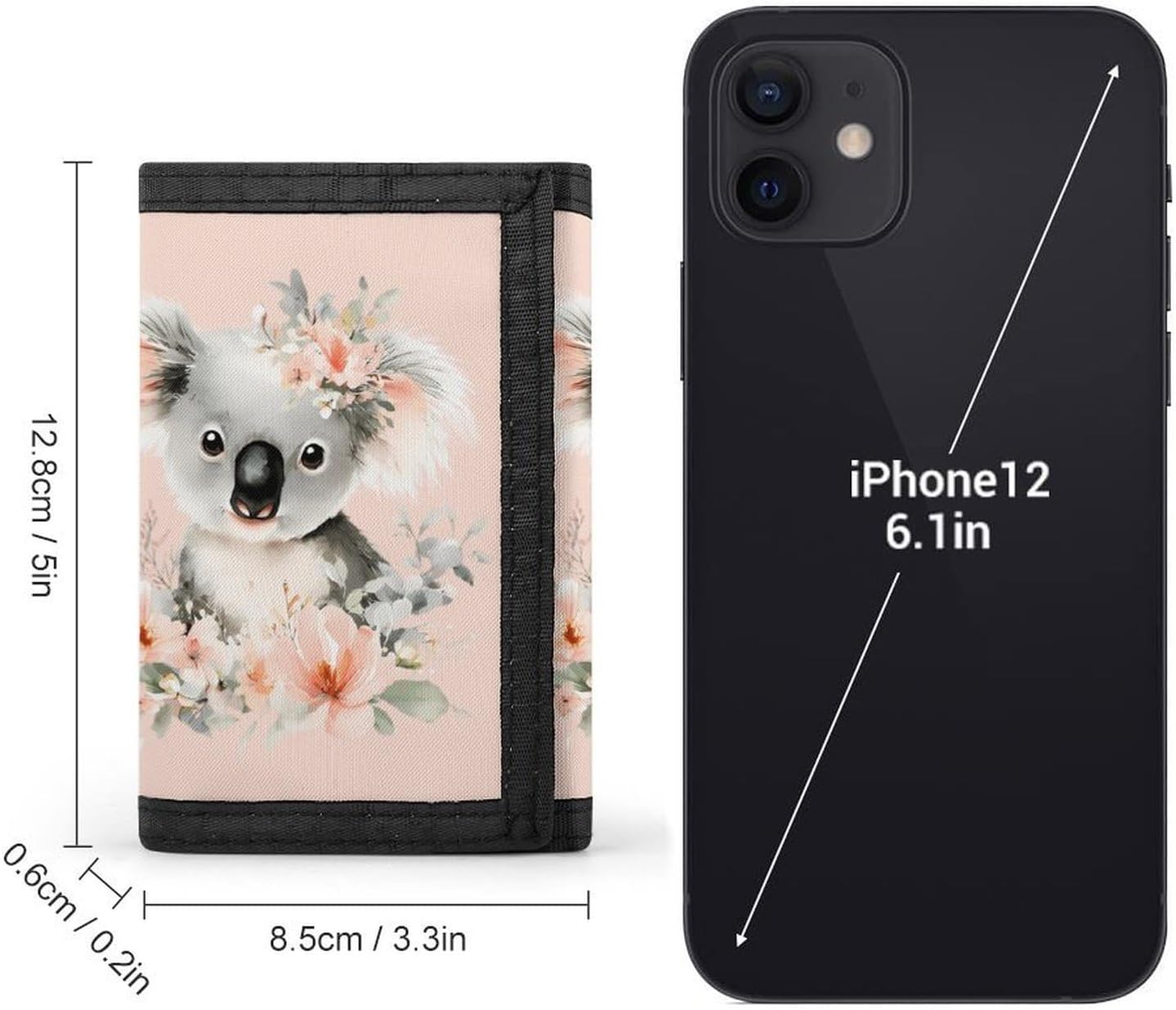Cute Watercolor Koala with Flower Trifold Slim Wallet Front Pocket With Money Clip And ID Credit Card Slots For Travel Work