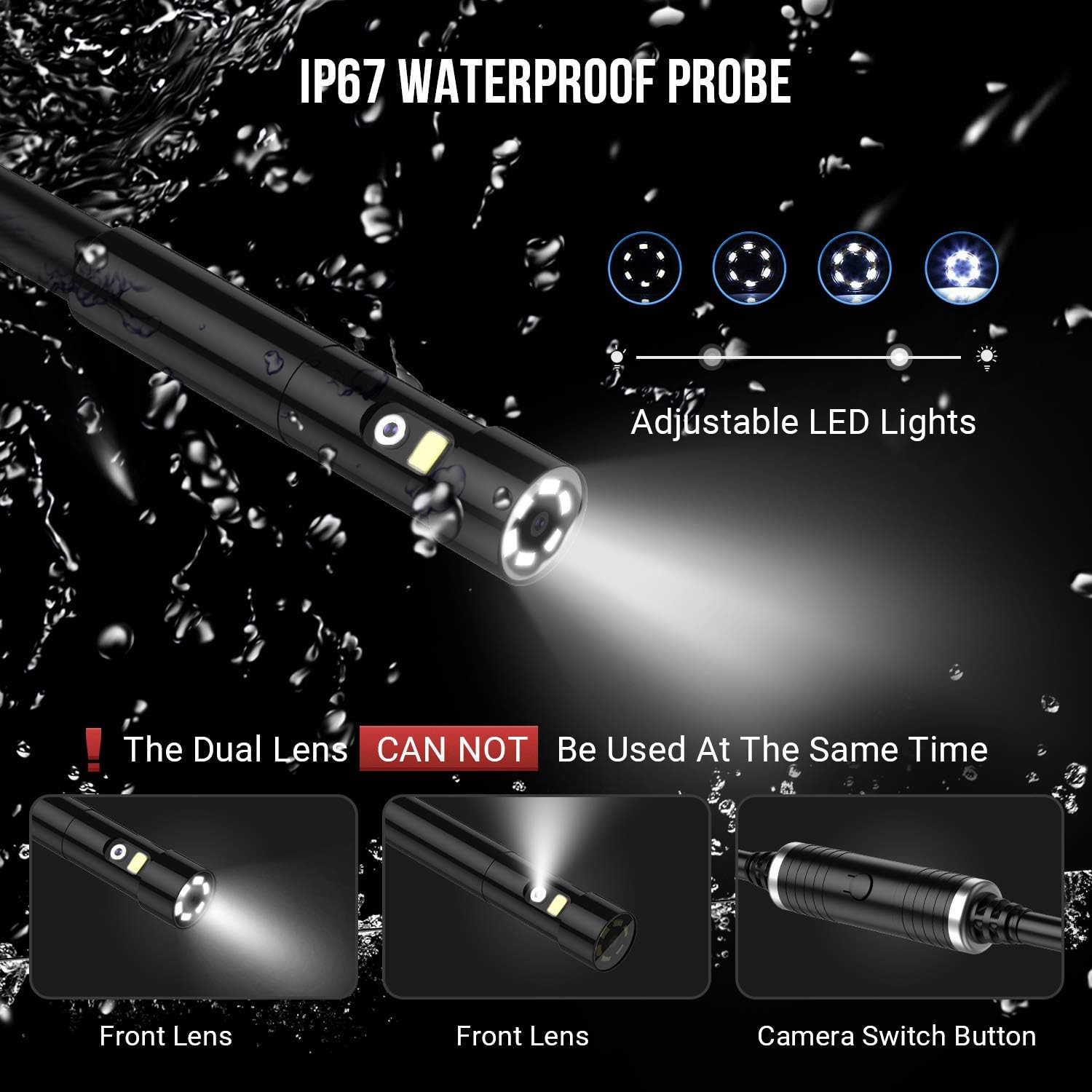 Endoscope display showing front and side camera views