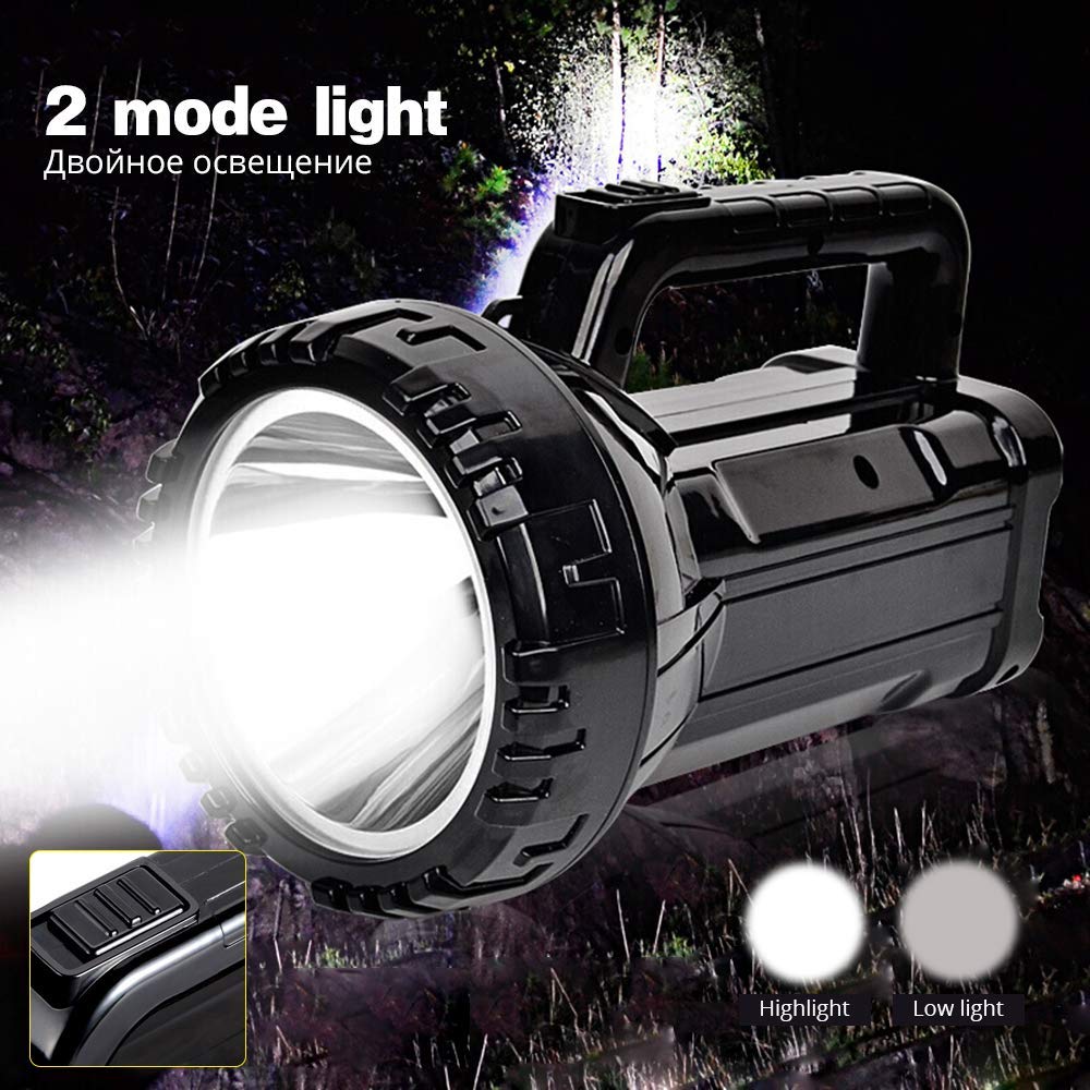 Akumulatorowa jasna latarka LED latarka 20W High Powered 500M szperacze Wbudowana bateria litowa 2800 Mah Dwa tryby pracy, latarka ręczna,