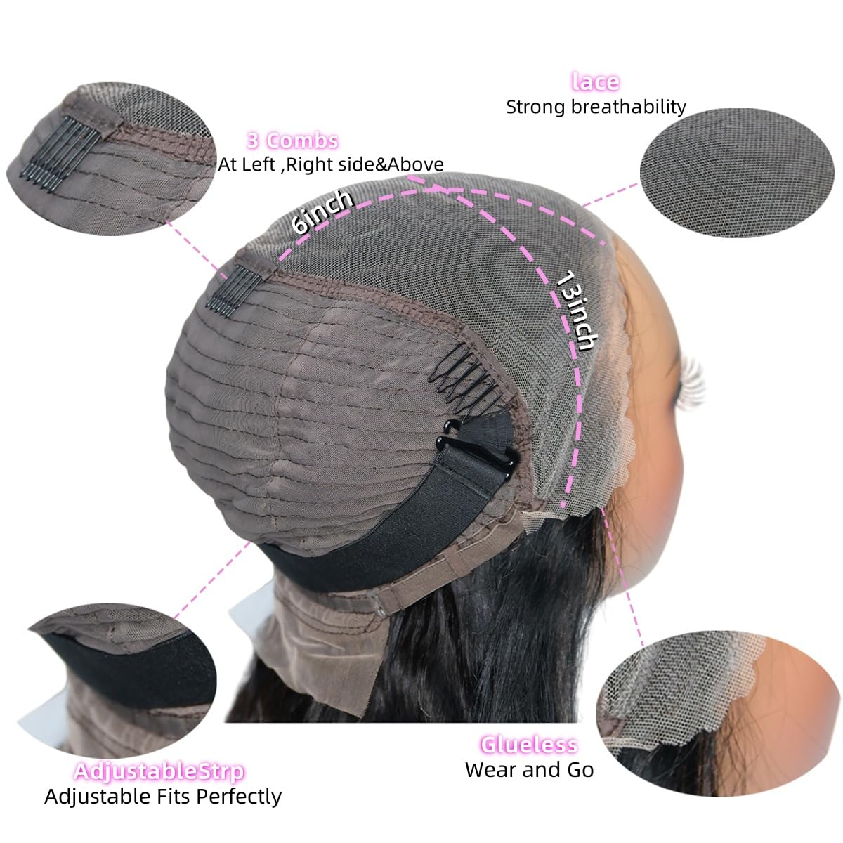 22 Inch 13x6 Glueless Wigs Human Hair Pre Plucked Pre Cut 200% Density Wear and Go Glueless Wig HD Body Wave Lace Front Wigs Human Hair for Women Frontal with Baby Hair