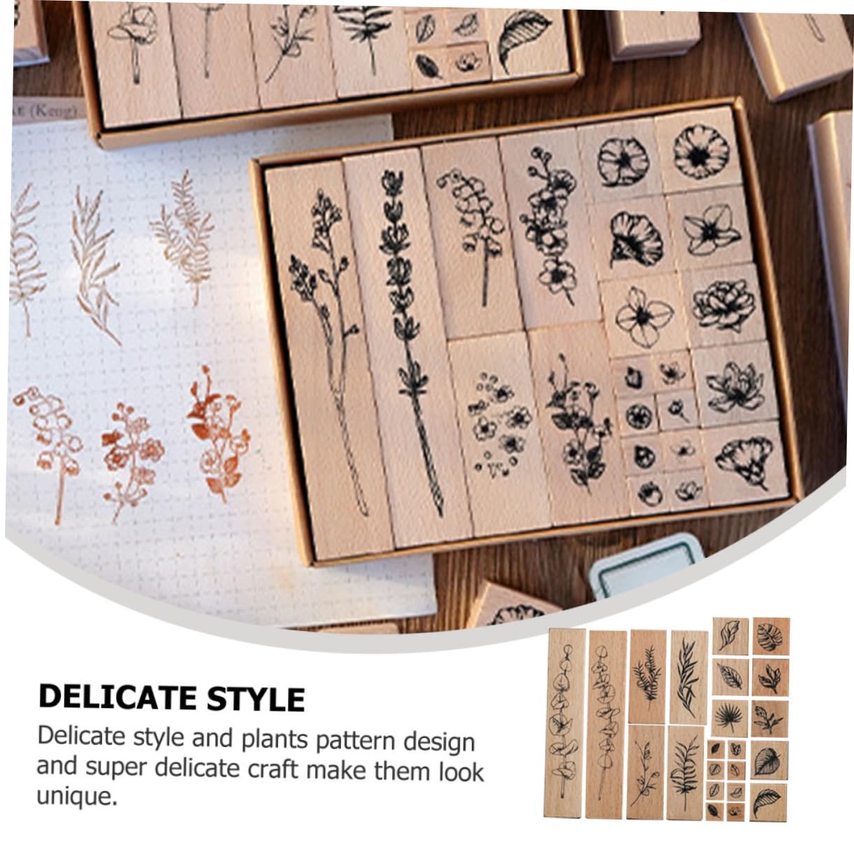 HOMSFOU 4 Sätze Pflanzensiegelsatz Mini Journaling-Zubehör benutzerdefinierte Briefmarken Stempeln für Scrapbooking -Briefmarken kleine Holzstempel Holzstempelset hölzern