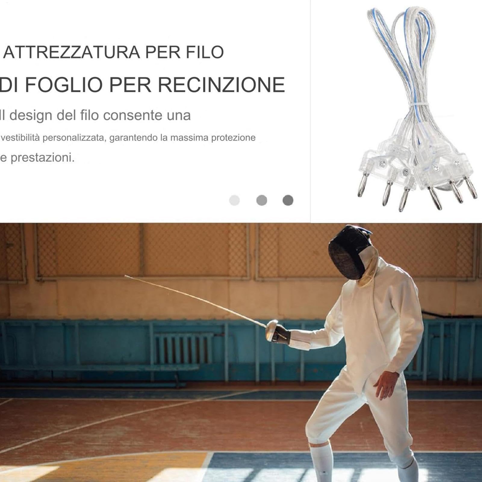 Kabel für manuelle Abschirmung – Stiftstecker leichtes Kabel für den Körper aus Edelstahl | für flexible Abschirmung mit Säbelschnur für Blume und Fechten