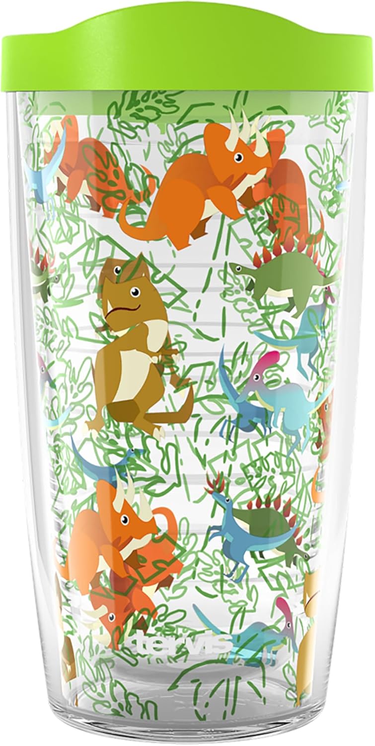 Tervis Dinosaurs - Dino Kids Made in USA Double Walled Insulated Tumbler Travel Cup Keeps Drinks Cold & Hot, 16oz, Classic