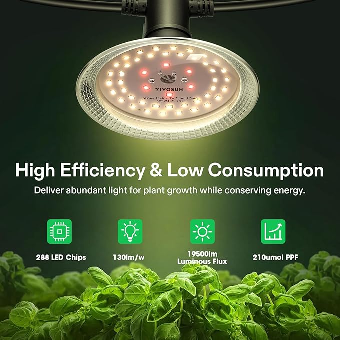Lámpara de Cultivo LED VIVOSUN, 6 Luces, Espectro Completo, 90W miniatura 5