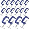 FUNSUEI 16 PCS 2 Inches C Clamp, Heavy Duty Iron C Clamp for Woodworking, Welding, and Building, Blue
