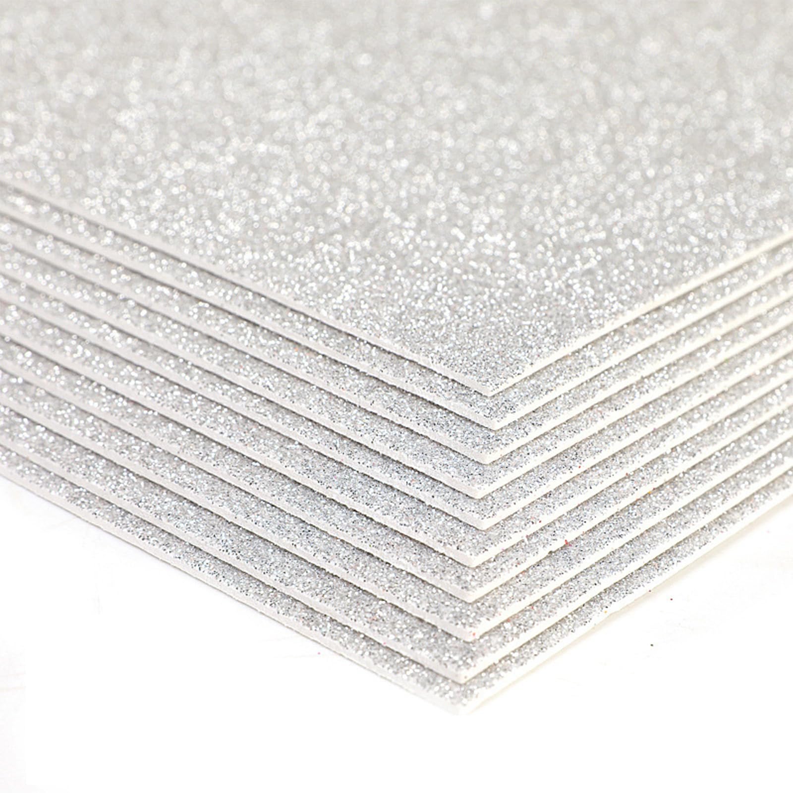10PCS Foam Sheets Crafts,Glitter Crafts Cardstock Paper,Glitter EVA Foam Sheets Sliver,A4 Glitter Paper for Crafts