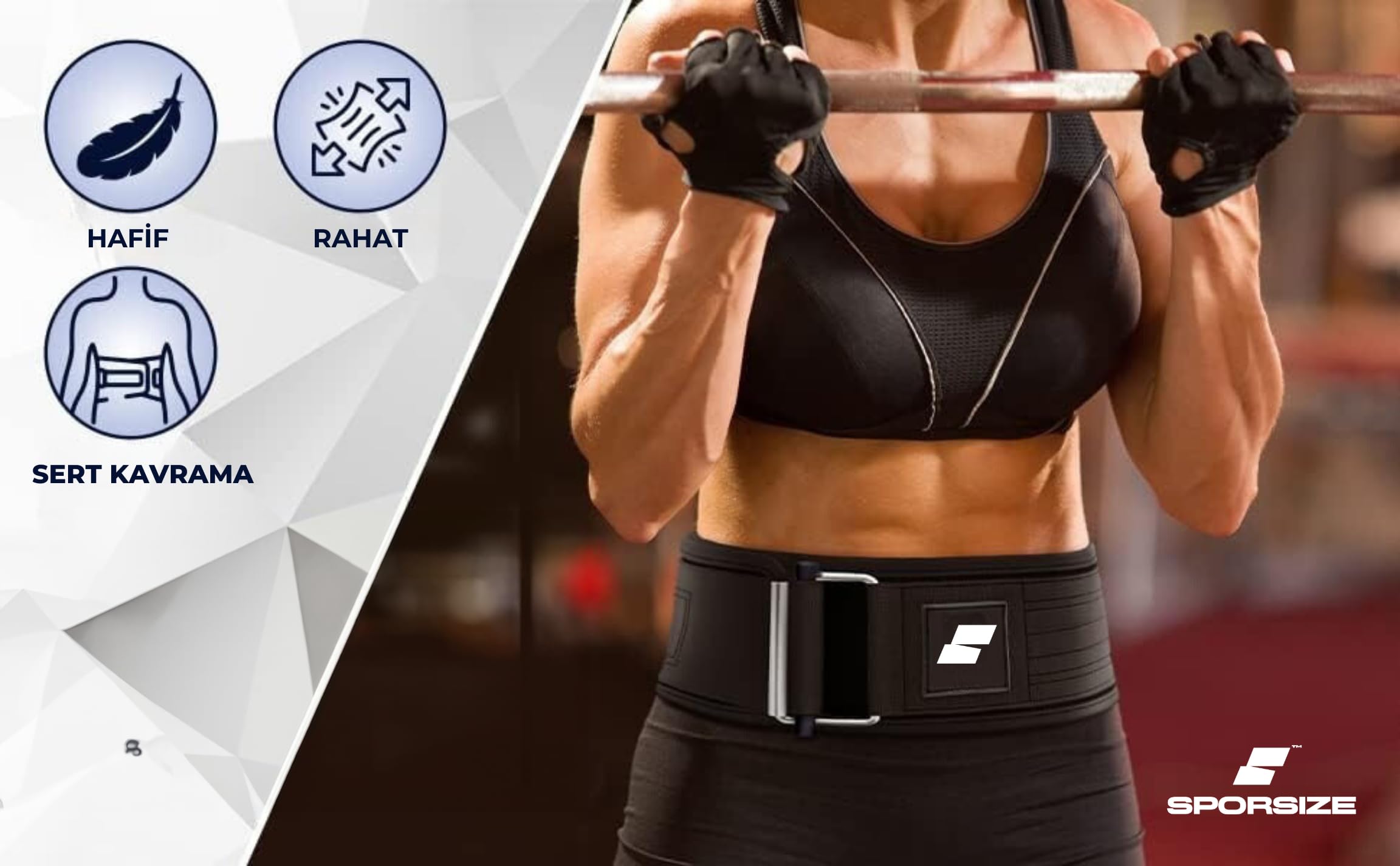 Sporsize Professional Weight Lifting Belt - Profesyonel Ağırlık Kaldırma Kemeri Fitness Kemeri (L/XL)