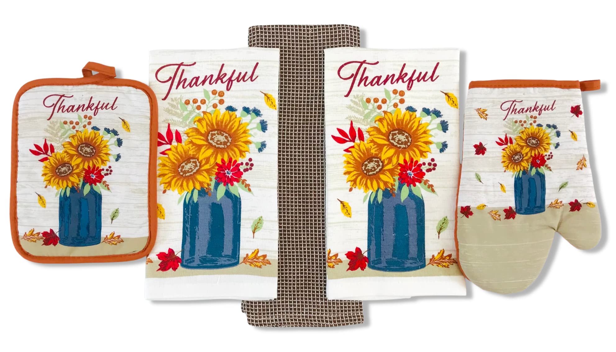 Amazon.com: Farmhouse Fall Home Decor Kitchen Towels and Pot Holder Set ...