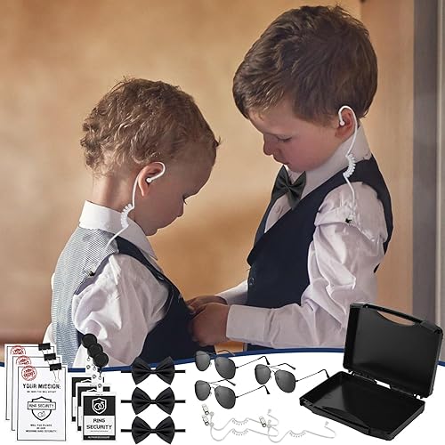 Miniatura 4 de Mepase Juego de 14 anillos de seguridad para portador de boda, incluye caja de portador de anillos, soporte para tarjetas de identificación, lentes