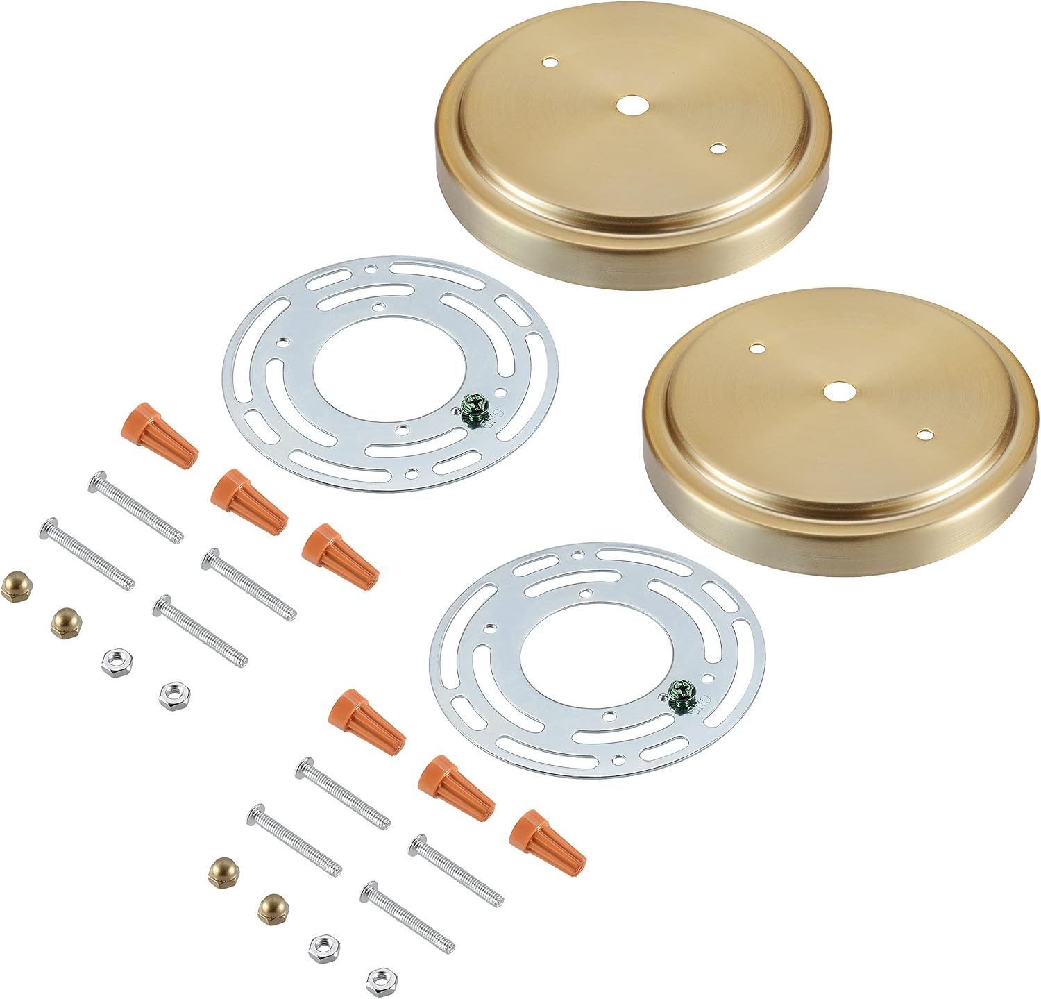 Aspen Creative 21509-42, Transitional Chandelier & Light Fixture Canopy Kit, w/Universal Crossbar, Warm Brass, 5-1/8" Diameter, 7/16" Center Hole, 2 Pack
