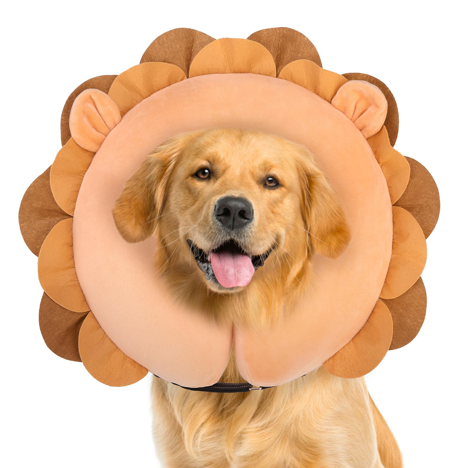 BEAUTYZOO Dog Cone Alternative After Surgery for Large Medium Small Dogs, Soft Inflatable Cone Collar for Dogs Cats, Dog Neck Donut E Collar Pet Recovery Collars to Stop Licking, Lion XL