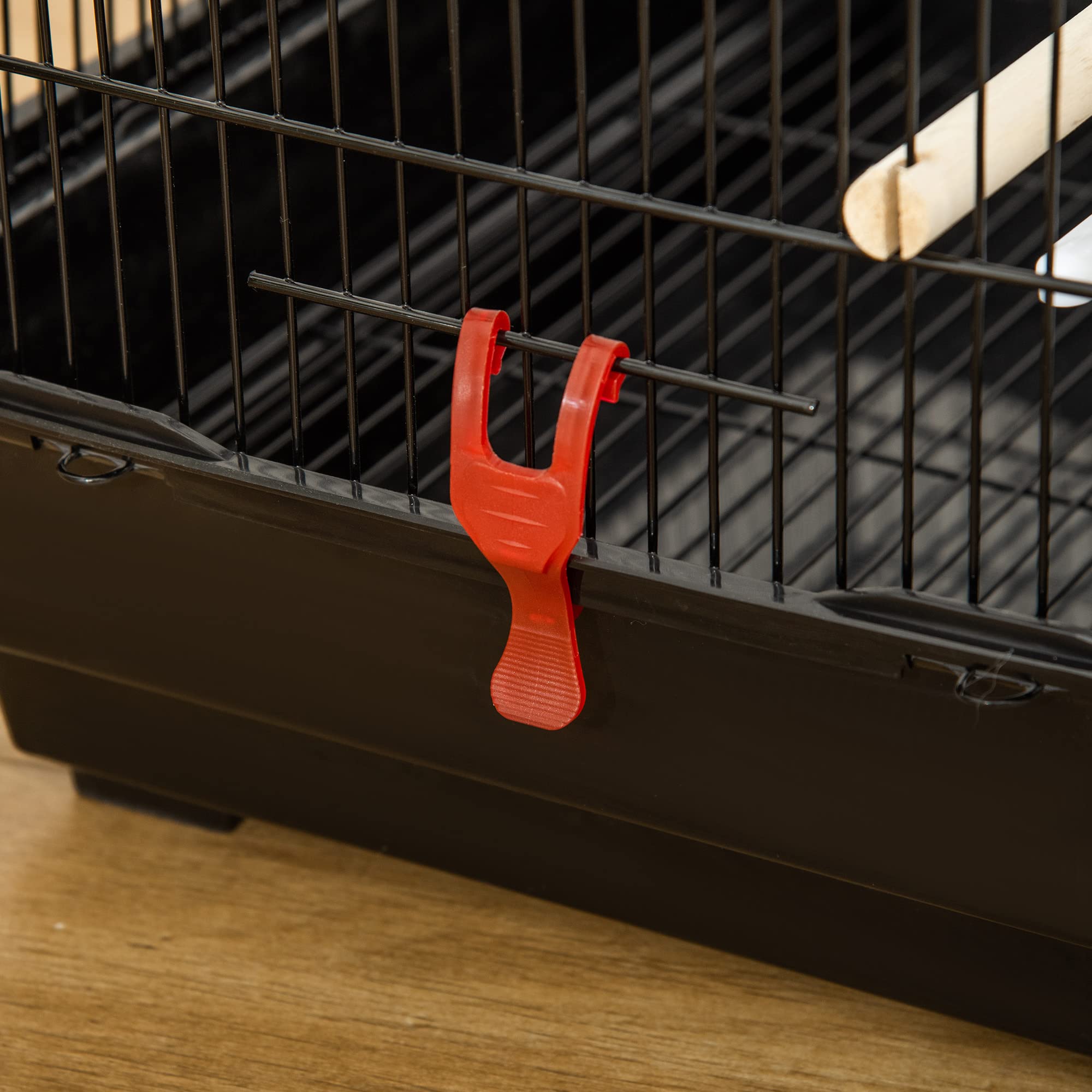 PawHut Jaula para Pájaros Pajarera con Múltiples Puertas 4 Comederos 3 Perchas Columpio Escaleras y Bandeja Extraíble para Loros Canarios Periquitos 46x36x100 cm Negro