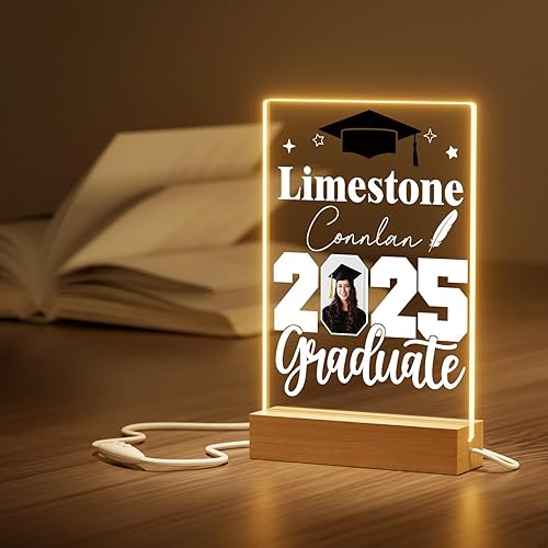 Miniatura 2 de ALBK Regalos de graduación personalizados con imagen, lámpara de noche personalizada con nombre de foto, regalos de graduación 2023, regalos de