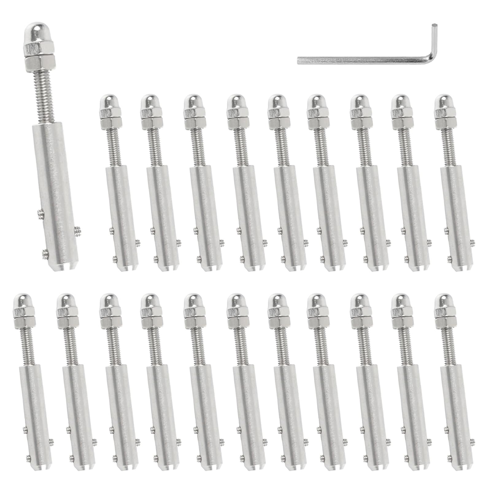 20 Terminali per cavo 4 mm, Tenditori per fune metallica tenditore in acciaio inox, per ringhiere e strutture decorative