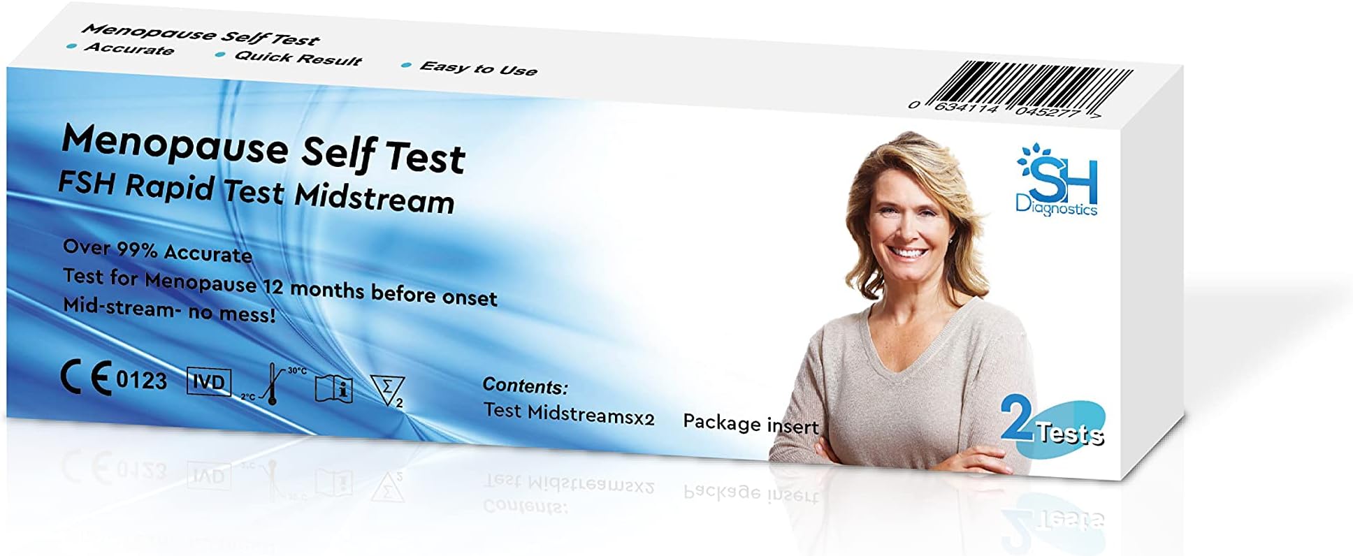 SH Diagnostics- Menopause (FSH) Self Test x2, Results in 5mins, 99% Accurate, CE Approved
