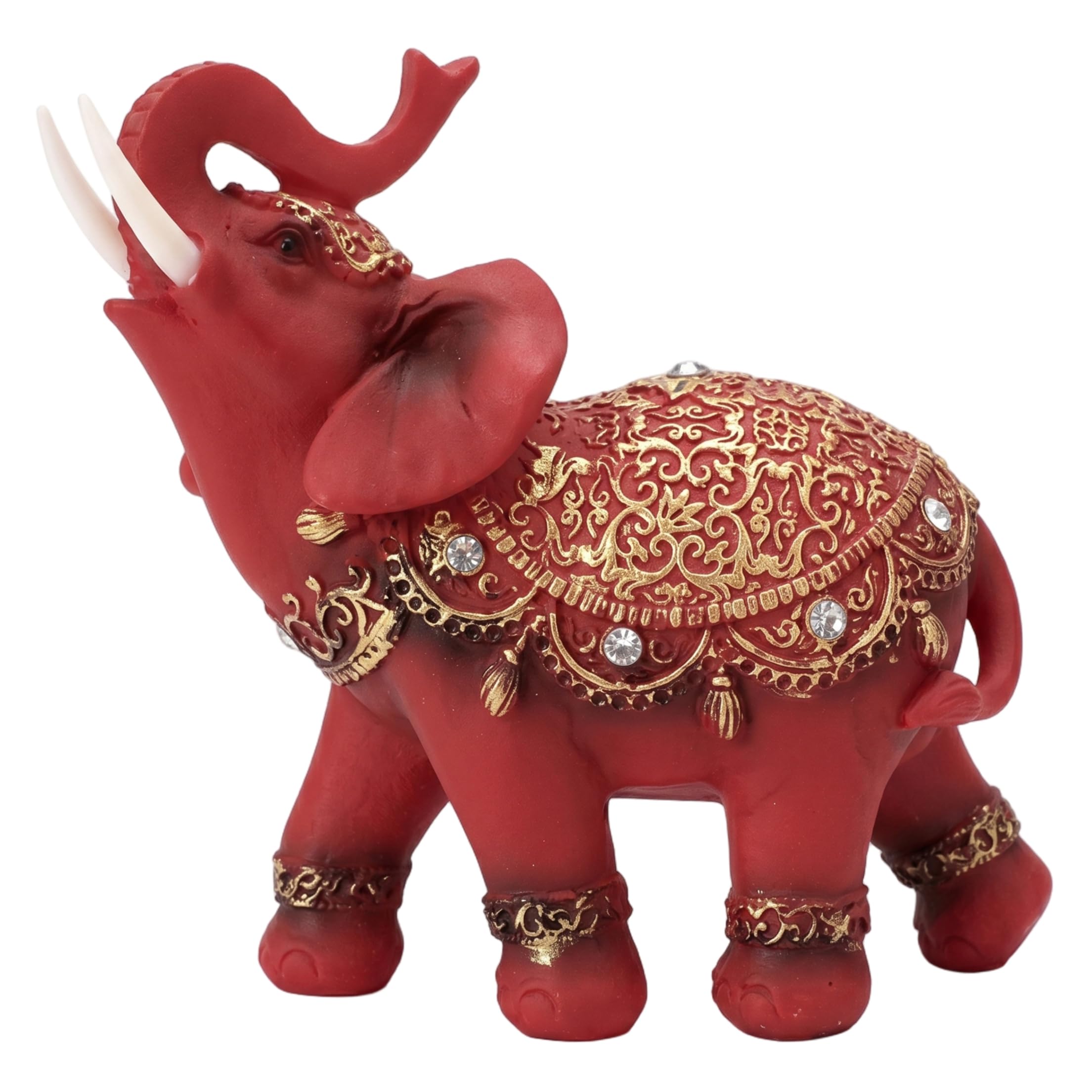 Statue d'éléphant dorée en résine faite main pour étagère chic