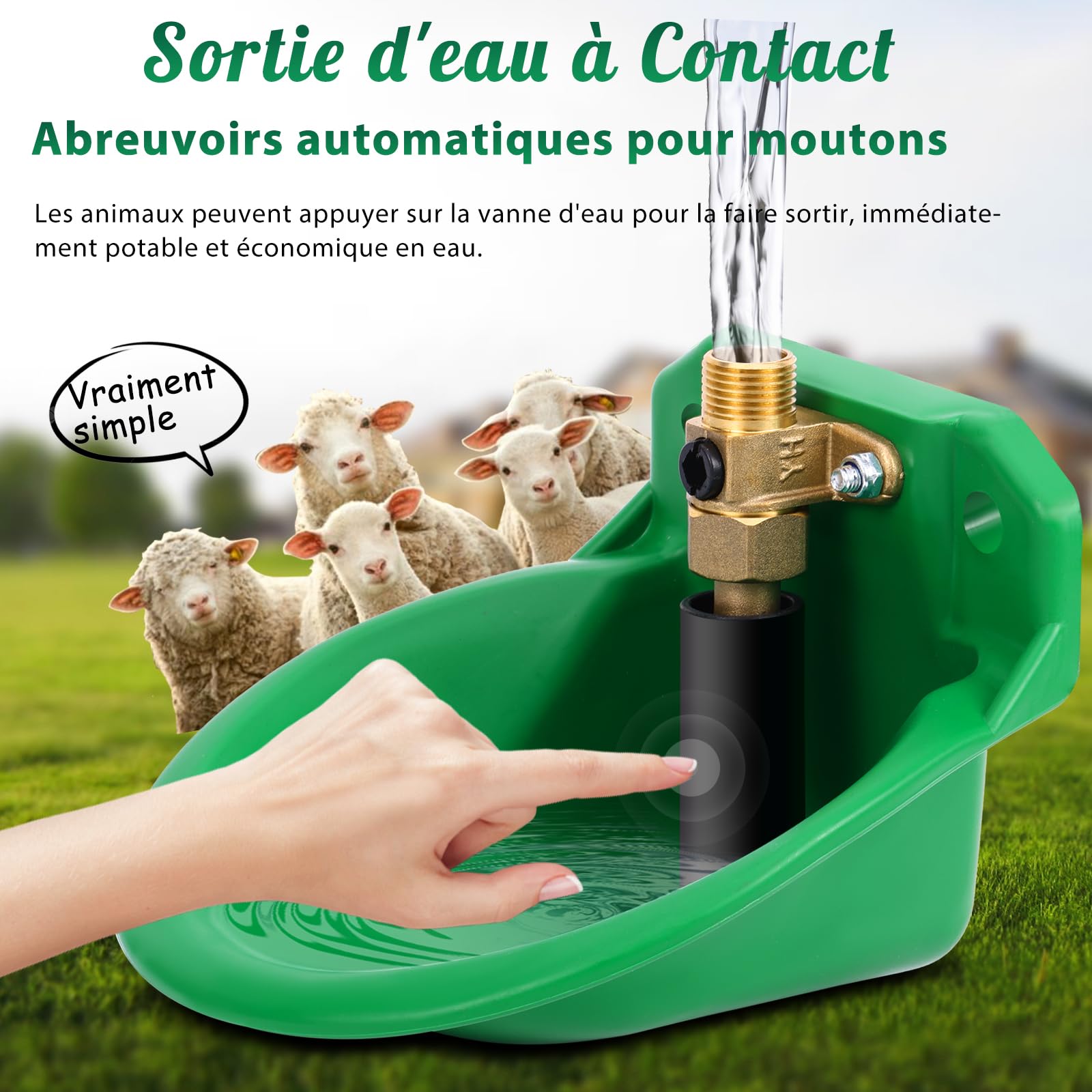 2 pièces Abreuvoir Automatique Pour Moutons, Mangeoires De Bétail Avec Trous De Drainage, Alimentation Automatique En Eau Pour Chevaux, Bovins, Moutons, Cochons Et Chiens, Vertes