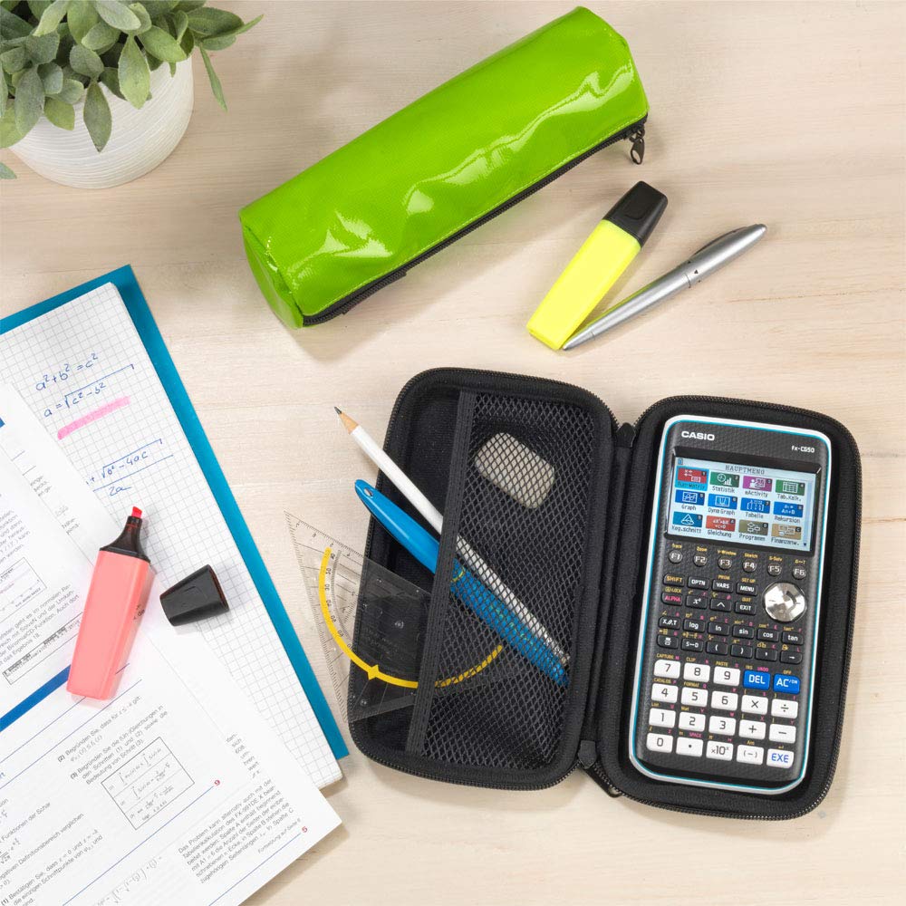 Casio Graph-Case, Schutztasche für Grafikrechner, schwarz, Carbon Design, mit Innentasche für Zubehör, 12.5 x 22 x 3.8 cm