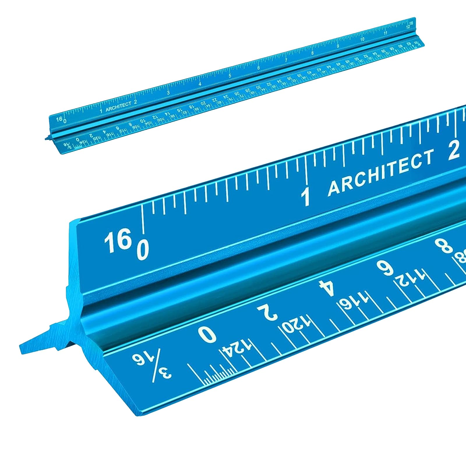 Architectural Scale Ruler, Imperial Measurements 12'', Laser-Etched Aluminum Architect Triangular Ruler for Architects, Students, Draftsman, and