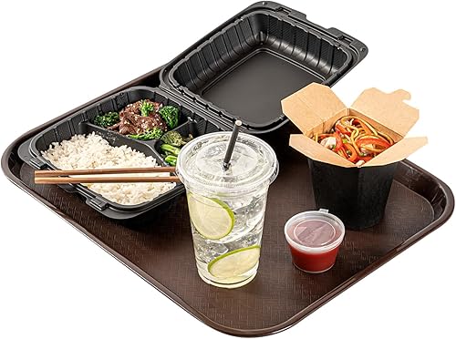 Miniatura 1 de RW Base - Bandeja de comida rápida de 14 x 18 pulgadas, 1 bandeja resistente para cafetería, ligera, antideslizante, bandeja de plástico marrón,
