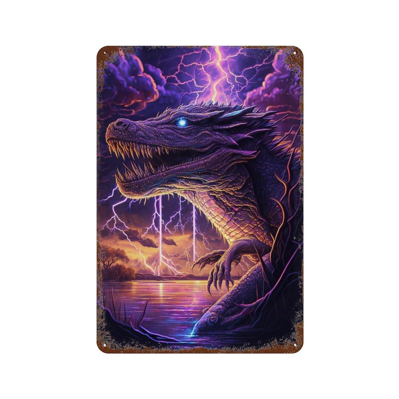 Fantasy Dragon Artwork -4 Decorative Tin Sign 11.8"x7.9", Farmhouse Wall Decor for Garage, Bar And Workshop Decor