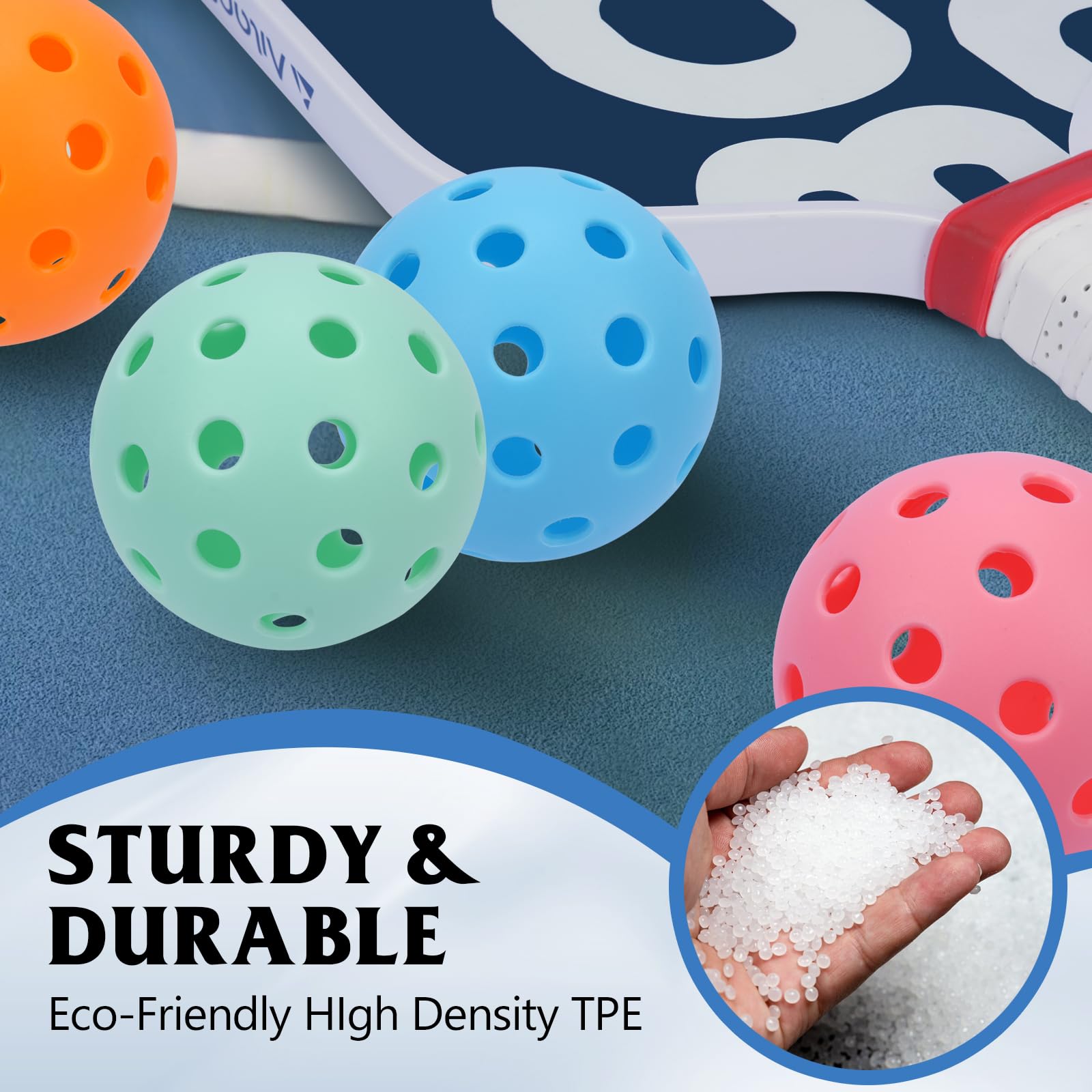 Confezione da 6 palline da pickleball | Confezione da 12 - 40 fori per pickleball da esterno con borsa, perfettamente bilanciate, alto rimbalzo, resistenza alle crepe, standard USAPA