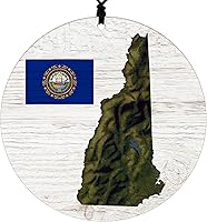 Vista 54 de New York Christmas Ornament - Rustic Design Featuring State Flag and Terrain Map - 2026 Hanging Acrylic Disc Decoration for Tree - Unique and Home