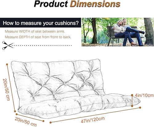 Miniatura 213 de Cojín de repuesto para columpio de 2-3 asientos, cojines de banco para exteriores con respaldo grueso de 4 pulgadas, muebles de patio, jardín, Flor