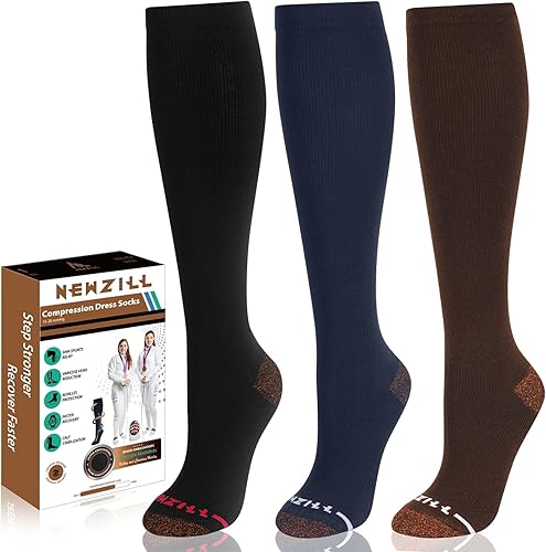 Miniatura 7 de NEWZILL Calcetines de compresión de 15-20 mmHg para hombres y mujeres, calcetines cómodos de algodón, las mejores medias para correr