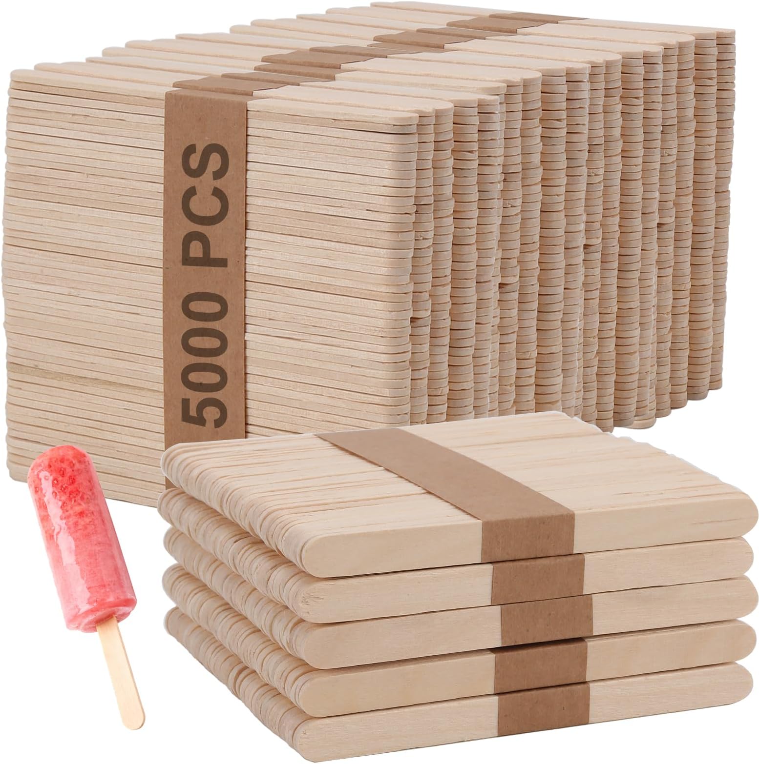 5000 PCS 4.5 Inch Natural Wood Popsicle Sticks, Bulk Wooden Craft Sticks for DIY Crafts, Art Projects, Ice Cream, Tongue Depressors and Model Building