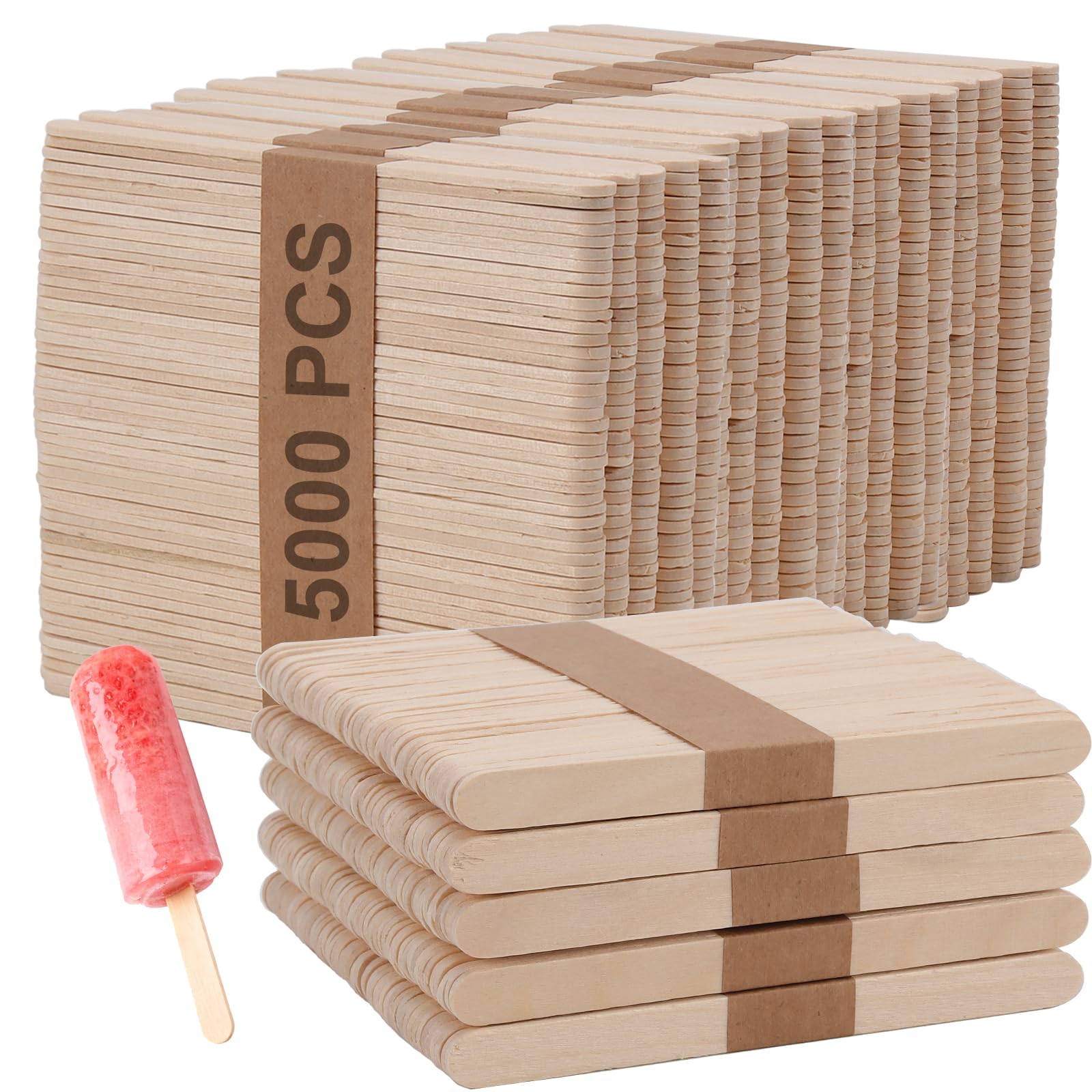 5000 PCS 4.5 Inch Natural Wood Popsicle Sticks, Bulk Wooden Craft Sticks for DIY Crafts, Art Projects, Ice Cream, Tongue Depressors and Model Building-image-17