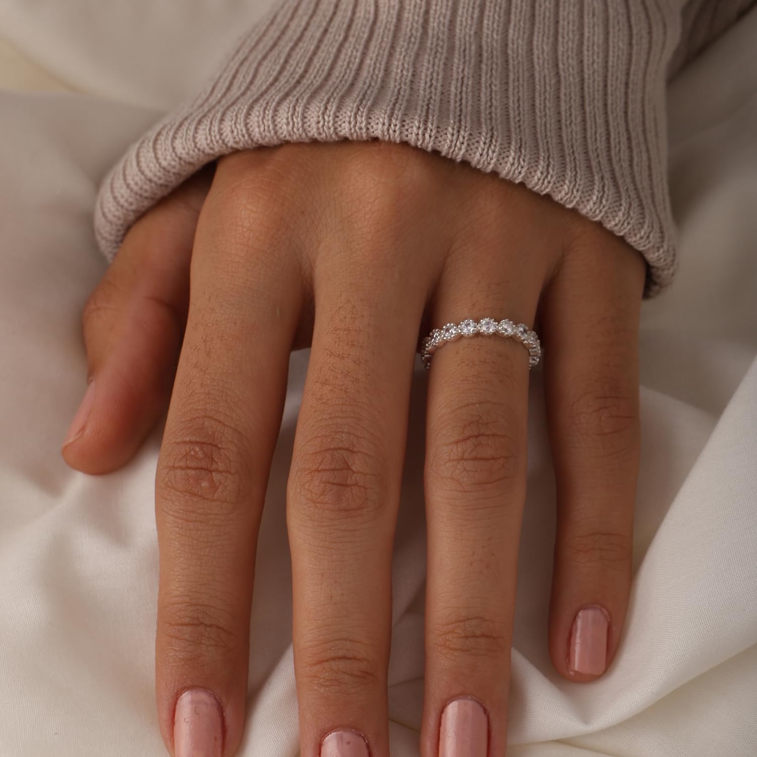 LeCalla 925 Sterling Silver Rings for Women | Round Cubic Zirconia Stackable Engagement Rings | Cubic Zirconia Wedding Band Promise Ring for Her | Ring Size 5-10No.