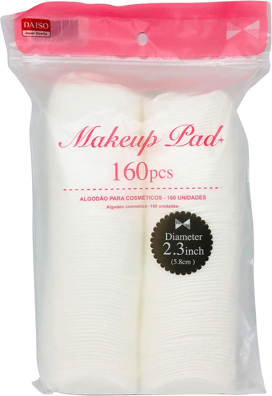 Daiso Cotton makeup pad 160 pcs, Round Cotton Pads, Very Soft, Simply