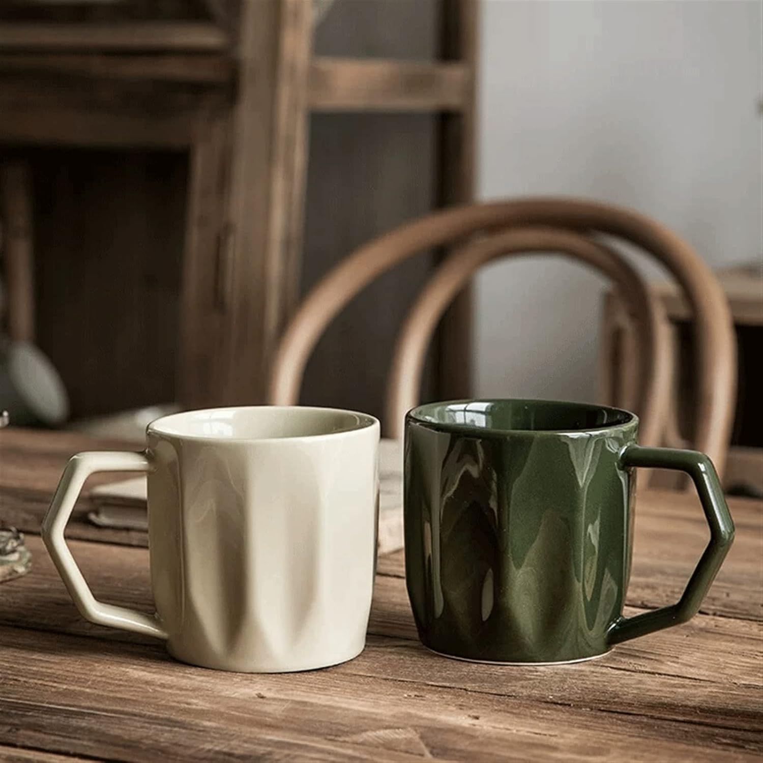 Coffee Cup Mugs 275ML Creative Ceramic Large-capacity Coffee Cup Household Design Tea Simple Couple Mug(Green)