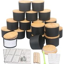 MILIVIXAY 20 Pack 4 OZ Matte Black Glass Candle Jars with Lids and Candle Making Kits - Bulk Wide Mouth Small Empty Candle Jars for Making Candles - Spice, Powder Containers.