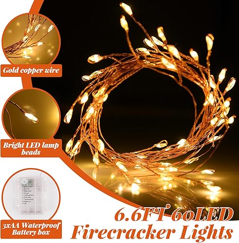 Miniatura 4 de Lycklig Luces de Navidad que funcionan con pilas, guirnalda de luces de 20 pies, 200 luces LED con control remoto, 8 modos, guirnalda de luces de