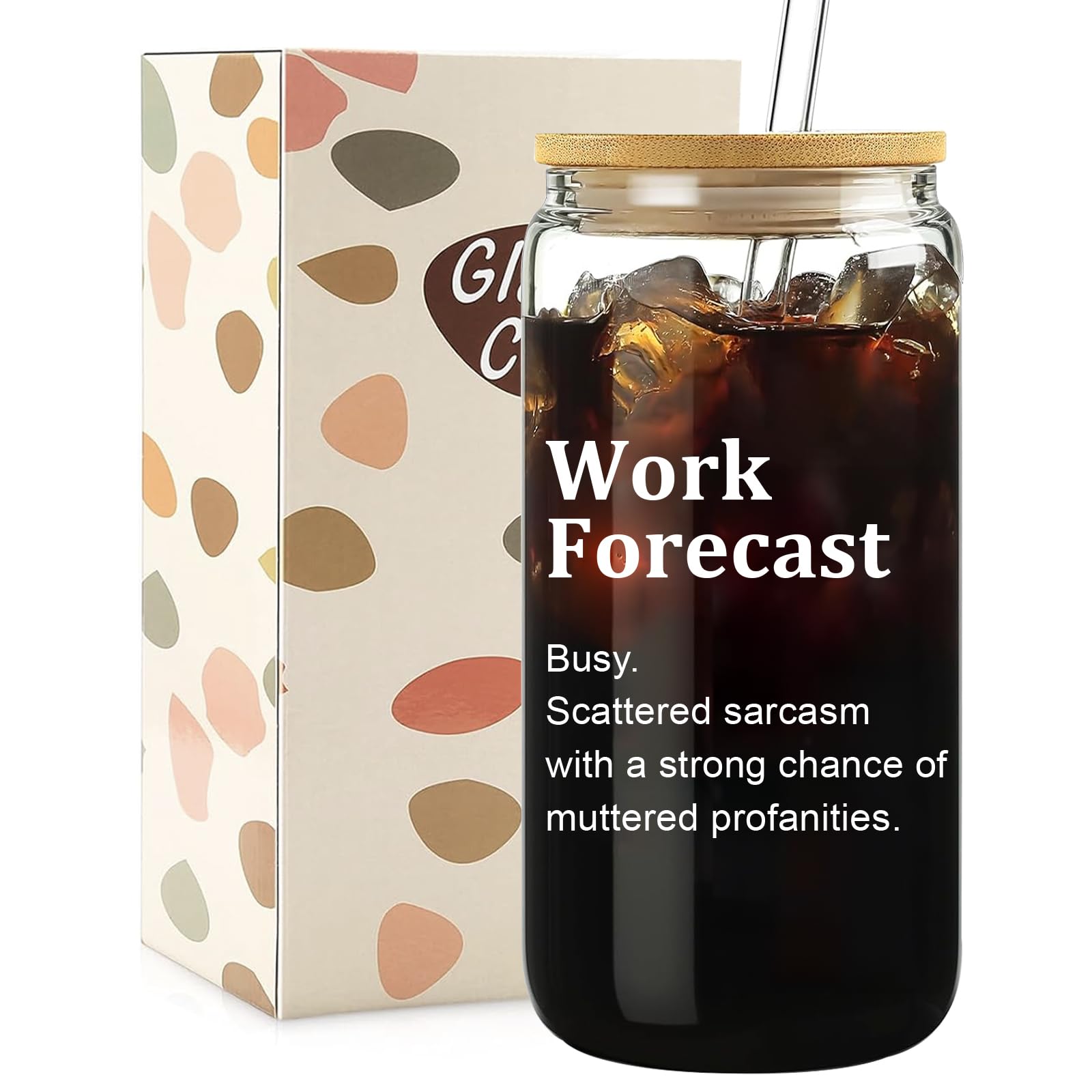 Amazon.com: Mikopei Work Forecast Glass Cup with Lid and Straw - Funny Work  Gifts Cubicle Desk Accessories Decoration, Office Decor for Women Men, Cool  Things to Put on Your Desk, Iced Coffee