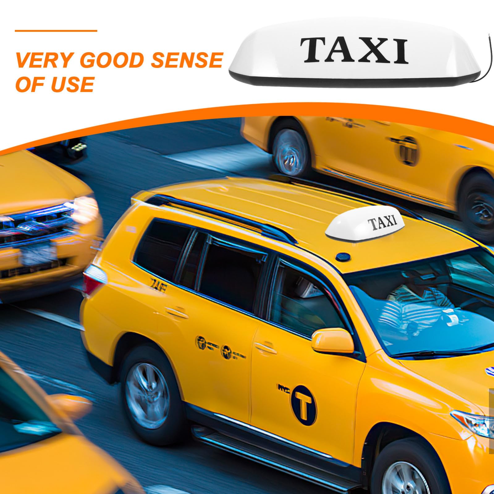 Ciieeo Lampada da Taxi Magnetica per Auto 12v Alta Luminosità e Materiale Pp Antiscossa per Guida Notturna Sicura e Visibile