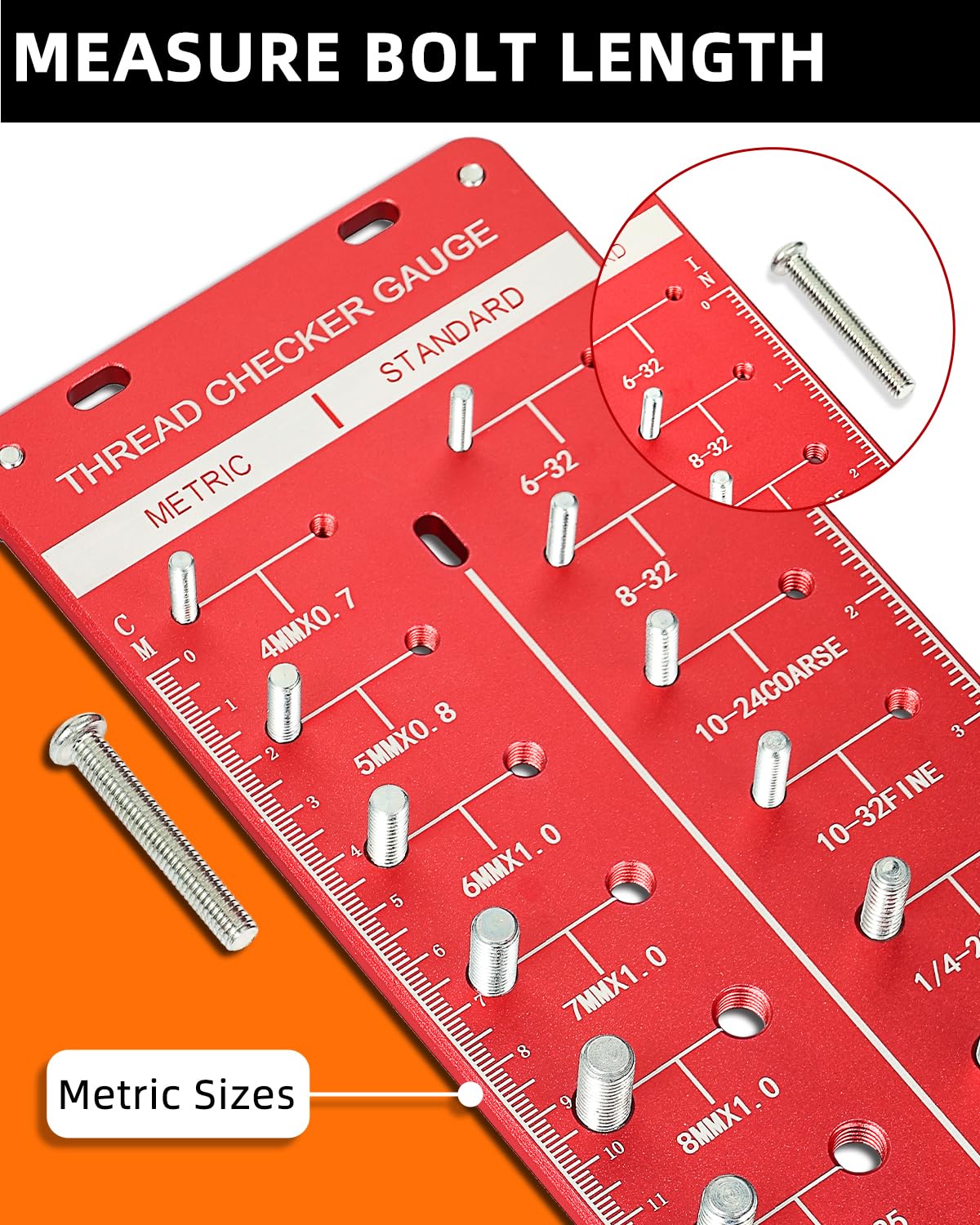 Thread Checker Gauge - 38 Sizes, 2-in-1 Bolt & Nut Identifier, Inch/Metric - View #7