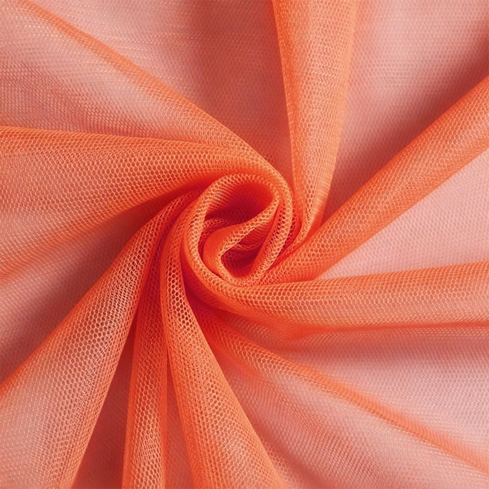 Leliafleury Tulle Mesh Fabric, 160cmx1M Polyester Net Mesh Material, Bridal Veil Netting Fabric for Hat Headdress Veil Making, Orange